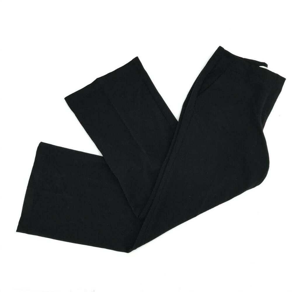 Chicos Women's Wide Leg Dress Pants Slacks Sz 0/S/4 Short Black Mid Rise Zip Fly